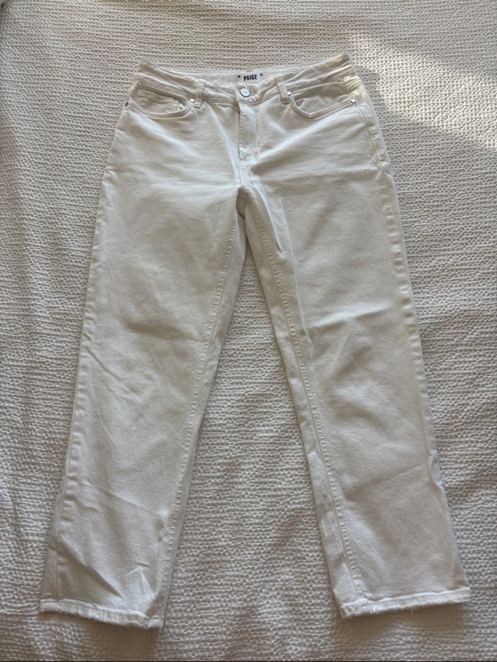 PAIGE Cream White Straight-Leg Jeans for Women